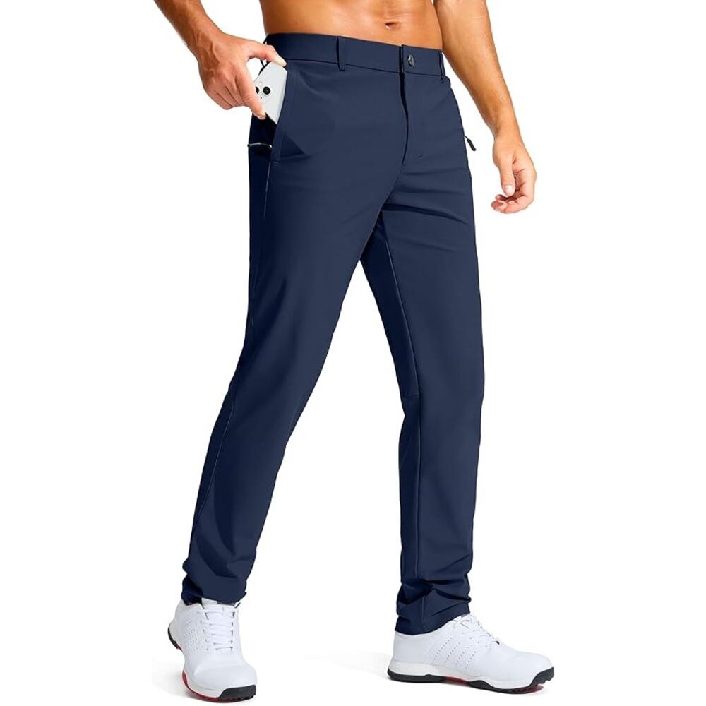 NWT G Gradual Men's Golf Pants Slim Fit Stretch Dress Pants Navy W30 L30 Zipper